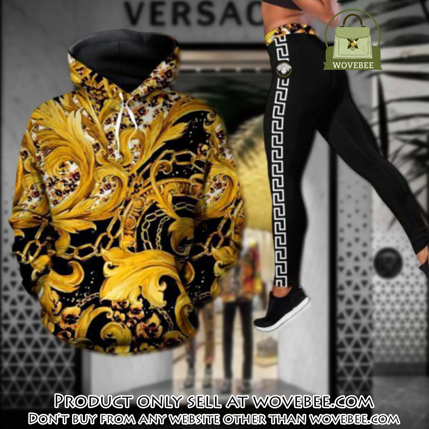 Gianni versace gold hoodie legging set luxury for women wvb5817938